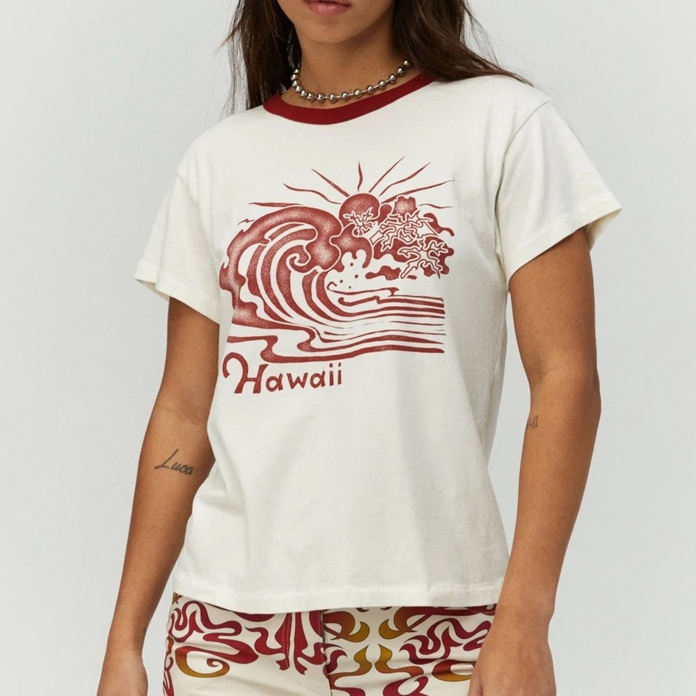 DAYDREAMER NWOT Hawaii Ringer Tour Tee Graphic Vintage Surf XS
